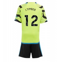 Camisa de Futebol Arsenal Jurrien Timber #12 Equipamento Secundário Infantil 2023-24 Manga Curta (+ Calças curtas)